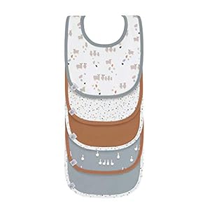 LÄSSIG Babyslabbetjes voor kleine kinderen, set van 5 stuks, klittenbandsluiting, katoen, waterdicht/Value Pack