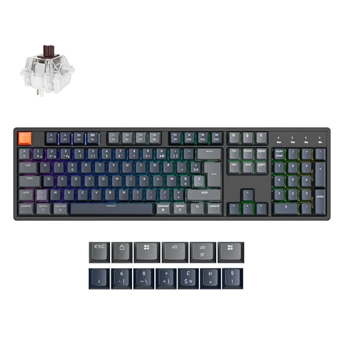 Keychron K10 Version 2 Mechanische Tastatur, personalisierbar, 100 % FR-ISO-Layout, programmierbar, QMK, Bluetooth 5.2/kabelgebunden, RGB-Hintergrundbeleuchtung, für Mac, Windows und Linux – Banana