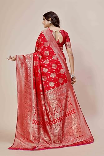 Image of Shasmi Women's Banarasi Saree Pure Kanjivaram Silk Saree Soft new ladies 2025 Design Wear Pattu Sarees Party Sari collections With Blouse Piece for Wedding sadi (PARI-218)