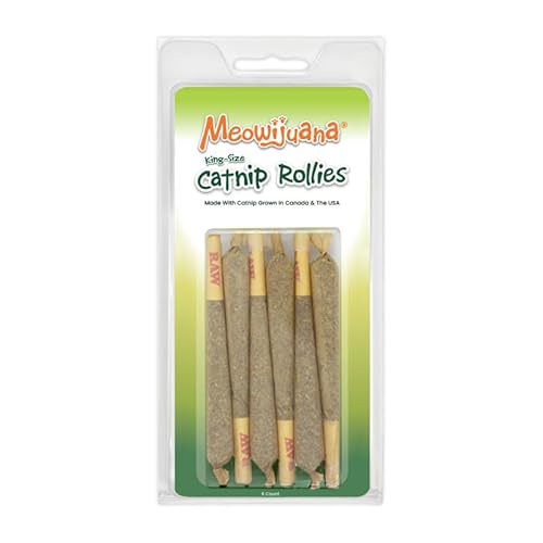 Meowijuana Catnip Rollies King Size | Hand Harvested and Rolled Dried Premium Ground Catnip | High Potency | Grown in North America | Feline and Cat Lover Approved