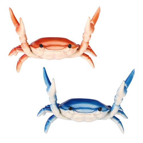 Image of Sinbana 2pcs Creative Crab Pen Holder, Weightlifting Crab Shaped Pen Stand & Desk Organizer Pencil Holders Storage Rack Cute Animal Home Office Deskcrab Decoration Supplies & Funny Gifts (Blue+Red)