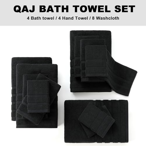 16-Piece Bath Towels Set, 100% Cotton Thick Soft Highly Absorbent Durable, Quick Dry, Bathroom Towels Set (4 Bath Towels, 4 Hand Towels, 8 Washcloths) - Perfect for Daily Use - Image 4