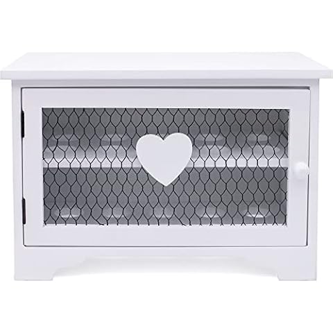Maison Des Cadeaux White Wooden 'Heart Shape' Egg Storage Holder (Holds up to 20 Eggs) Cover