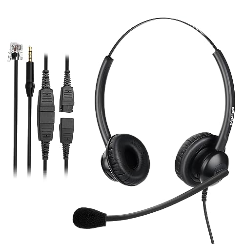 MAIRDI Telephone Headset for Multiple Devices, with RJ9 and 3.5mm Jacks for Landline Deskphone Cell Phone PC Laptop, Office Headset with Microphone for Cisco Phone Call Center Customer Service