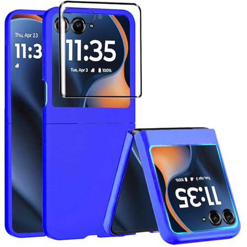 AFENGBOX Case for Motorola Razr 2026/2025,Razr 2026/2025 Phone Case with Screen Protector,Slim Thin Shockproof Protective Bumper Cover for Moto Razr 2026/2025,Blue