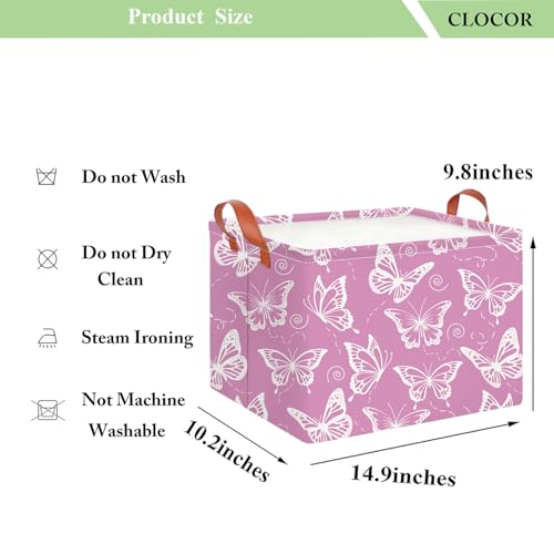 Image of CLOCOR Rectangular Storage Basket Empty,Gift Basket,Waterproof Storage Bin with Handles,Room Decor(Purple Butterfly)