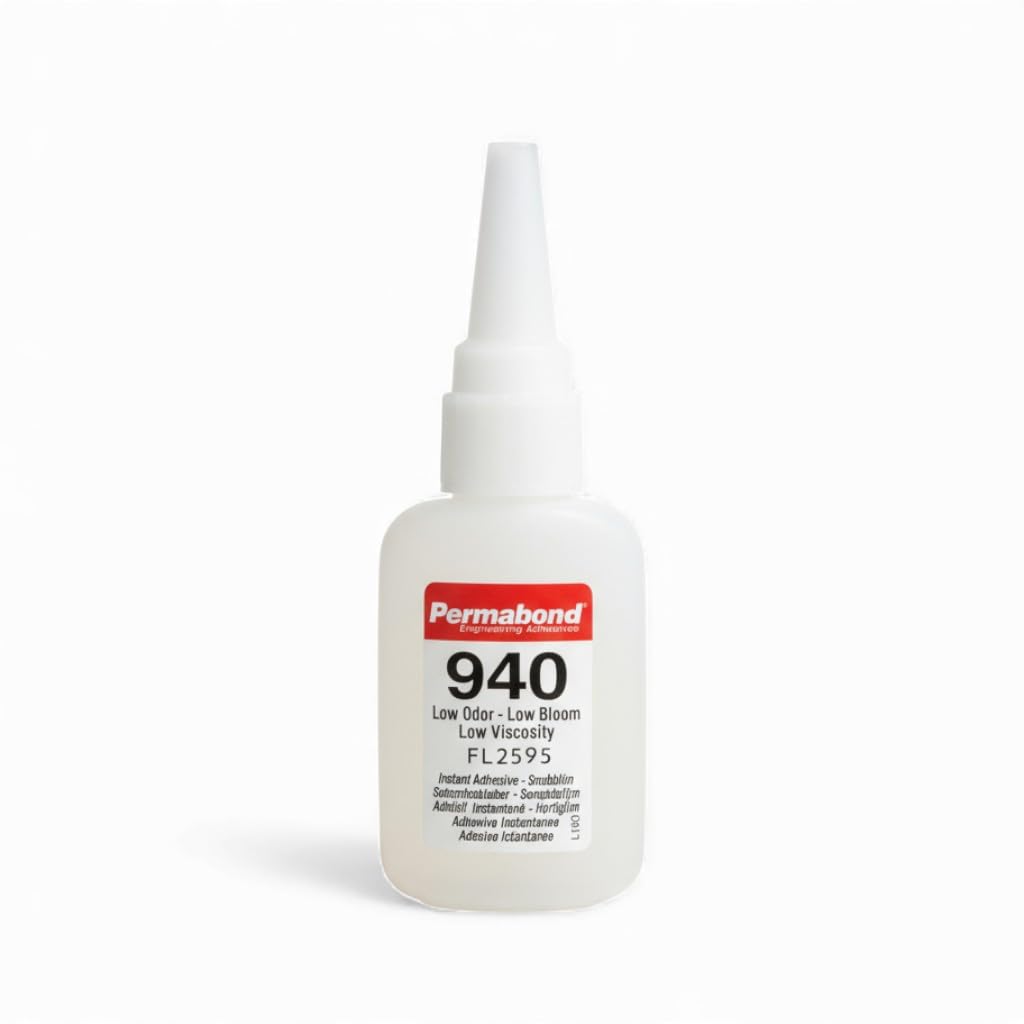 Maven Permabond 940 Low Odor Cyanoacrylate Adhesive, Clear Non-Frosting Non-Fogging Instant Bond, Fast 2-15 Second Cure, Industrial Strength (Glue + Accelerator + Tips, 1oz)