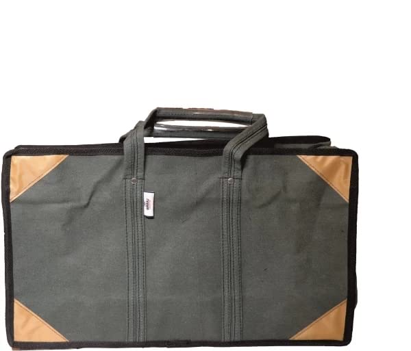 Super 25 no Pack of 1 Grey Canvas Extra Heavy Tools Bag Electrician,Technician, Service Engineer,Mechanic,Plumber,Carpenter Tools Bag (2 Zipper Pockets Inside) 17"x11"x6" Inches