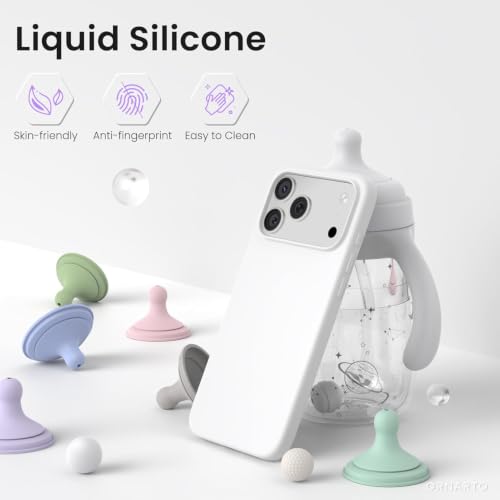 Image of DIZORO Compatible with iPhone 17 Pro Max / 18 Pro Max Case, Liquid Silicone 3 Layers Full Covered Soft Gel Rubber Phone Case,Shockproof Protective Cover with Anti-Scratch Microfiber Lining- White
