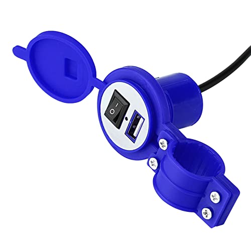 Acouto USB ChargerMotorcycl Motorcycle USB Socket Power Supply Port for Mobile Phone the More to Design with Sealing and Cable Switch Safer for Grasp Mobile Digital Phones Other (Blue)