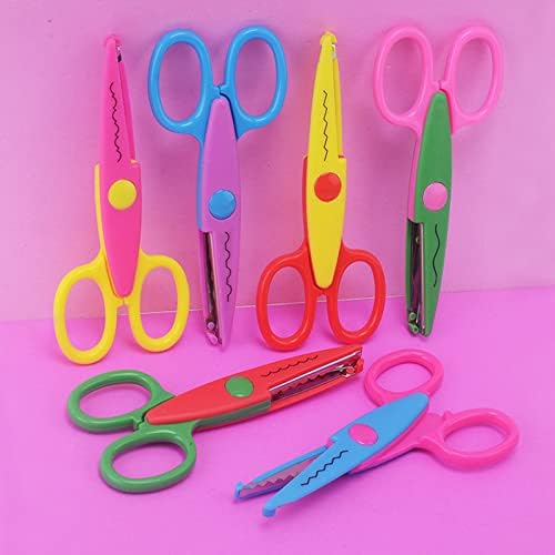 Kids Craft Scissors Set 6 PCS Colorful Preschool Training Paper Edger Scissors Serrated Scissors for Teachers, Students, DIY Photos, Crafts, Art Projects, Scrapbooking