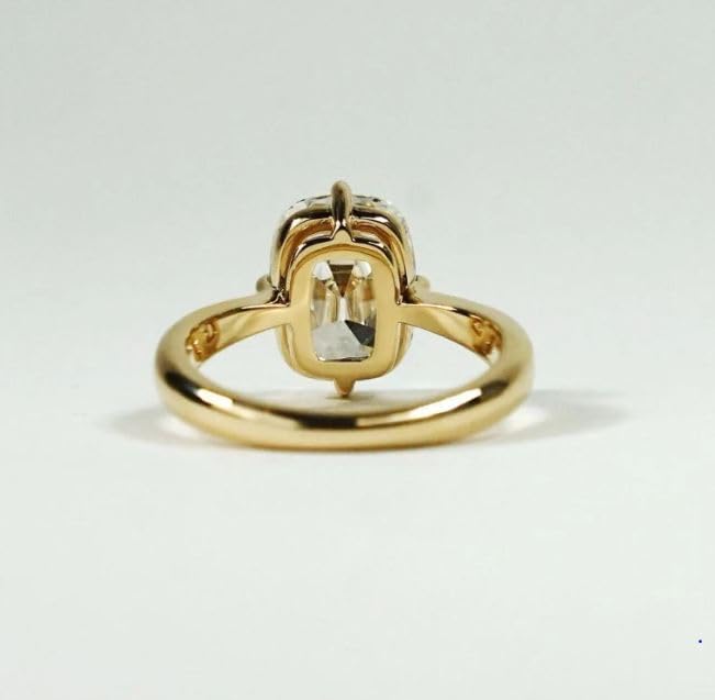 3 CT Vintage Old Mine Cushion Cut Diamond Engagement Ring,Compass Prong Setting,14 KT Gold Plated Wedding Ring,Gifted For Her,Size 3-12.