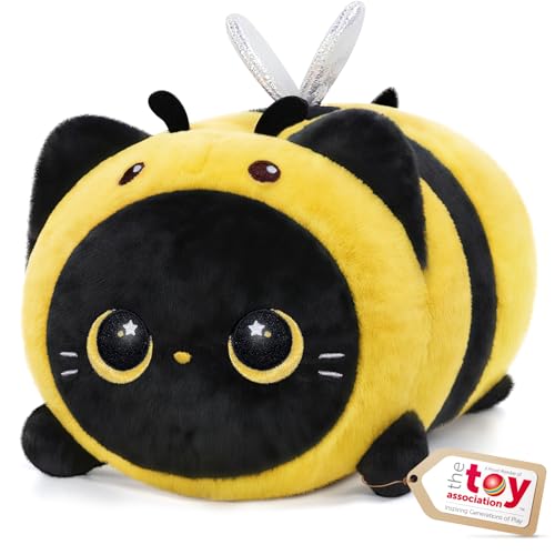 Image of Mewaii Black Cat Bee Plush Kawaii Plushies, Ultra-Soft Feel, 16 in
