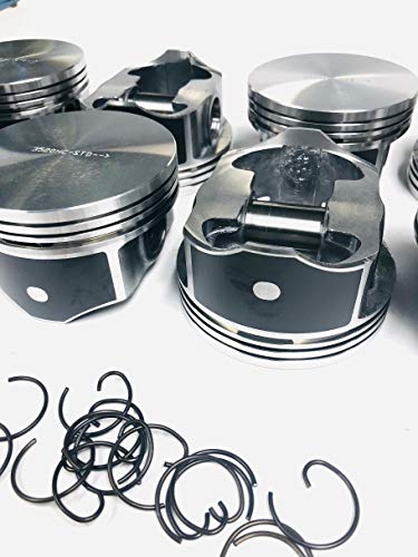 Silvolite Hypereutectic Flat Top Pistons & Moly Rings kit compatible with 2004-2009 GM LS 4.8L & 5.3L Engines GEN III & IV (Standard 3.780\" Bore)
