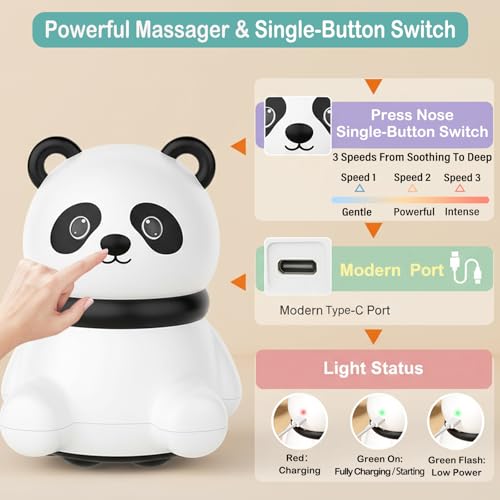 Mini masseur portable panda blanc idée cadeau relaxation - 2