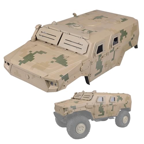 HobbyPark RC Crawler Body Shell Military Truck Style for 313mm 324mm Wheelbase Compatible with Traxxas TRX4 Axial SCX10 1/10 Scale (Camouflage Earthy Yellow Pro)