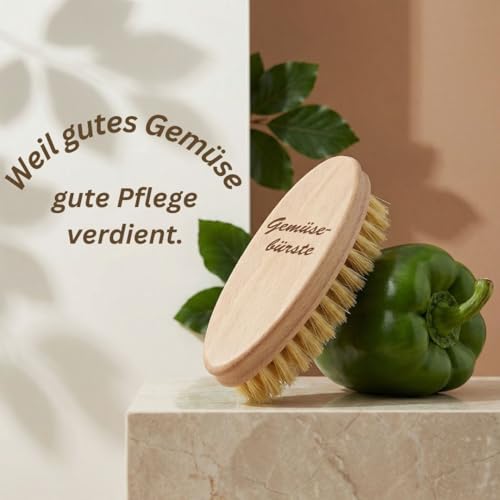 Gemüsebürste Holz mit Naturborsten – Nachhaltige Kartoffelbürste aus Buchenholz – Ökologische Holzbürste zum Gemüse & Obst Waschen – Robust & Langlebig, Made in Germany