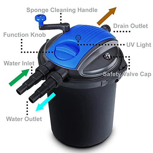 Xtremepowerus Koi Pond Filter Pressure Filter Up To 10000L Koi Pond Garden Water Up To 2700Gph #TOP6