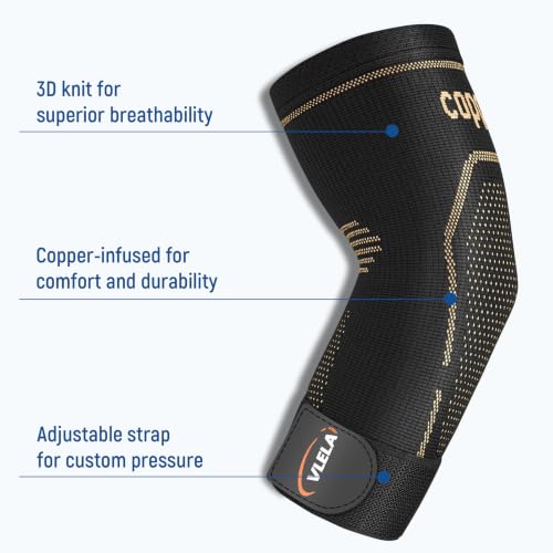 Copper Elbow Comprsssion Sleeve |Adjustable Elbow Brace for Tennis Elbow