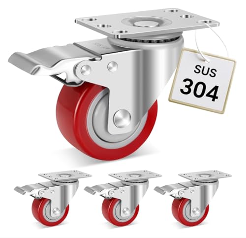 HOLKIE 3 Inch 304 Heavy Duty Stainless Casters Set of 4