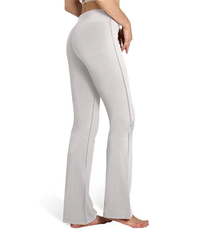 Houmous S-XXXL 29''31''33''35'' Inseam Women's Cotton Bootcut Pants Inner Pocket(Tall-35 Inseam-Light Heather Grey, XXX-Large)