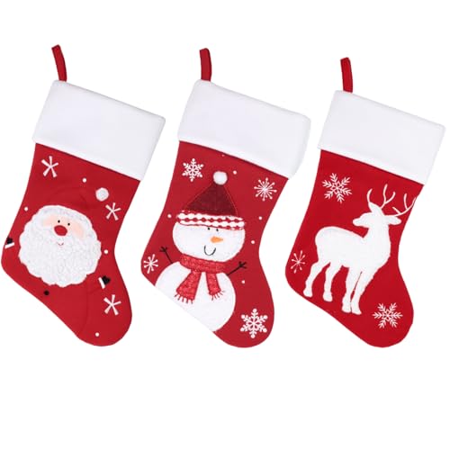 Christmas Red White Stockings 3 Pack, 18