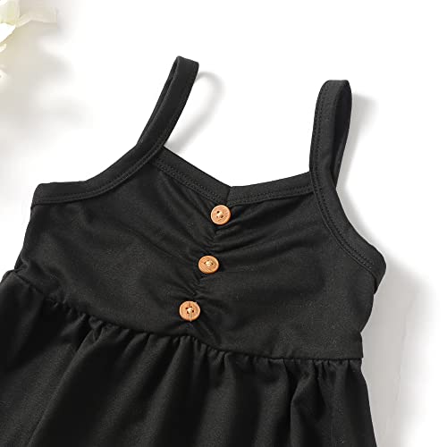 Romperinbox Dress For Baby Girl Infant Toddler Girls Summer Casual Dresses Strap Sleeveless Backless Beach Sundress 6M-3T(Black,18-24 Months) #TOP2