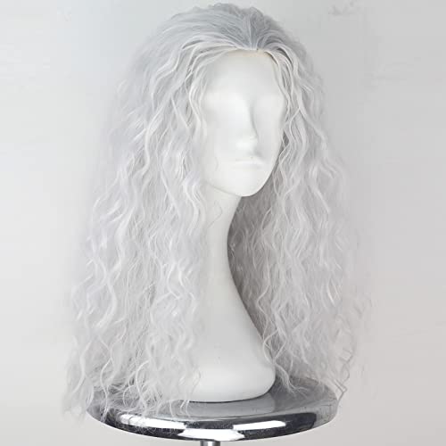 Icos Yan Dream Old Lady Wig Long Curly Fluffy Dirty Silver Grey Witch Hair Wig Grandma Wig Halloween Costume Movie Cosplay Punk Wig Adult Men Women Wig #TOP4