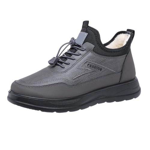 Botas para hombre, primavera, otoño e invierno, de terciopelo, suela no suave, zapatos de algodón cálido, cómodas, gruesas, botas de senderismo de moda, gris, 42.5 EU
