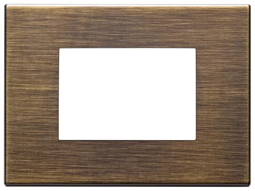 Plaque 3 modules Vimar bronze antique brossé pour encastrement mural 22653.87