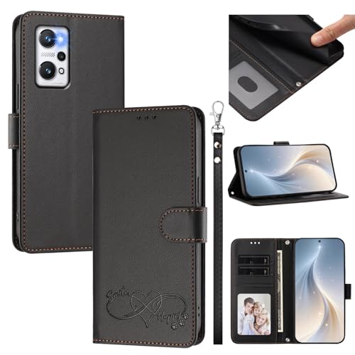 �X�}�z�P�[�X �Ή��@�� for Realme Q5 Pro / GT2,�Ή��@�� for Realme GT Neo2 / Neo 3T �X�}�z�P�[�X�y�J�[�h�E�������[�X���b�g�t�� �E�H���b�g�f�U�C�� �t���b�v�X�^���h �����h�~�@�\�zBlack