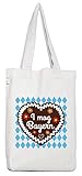 ShirtStreet Gaudi Wiesn Bio Baumwoll Jutebeutel Stoffbeutel Oktoberfest - I mog Bayern, Größe: onesize,White