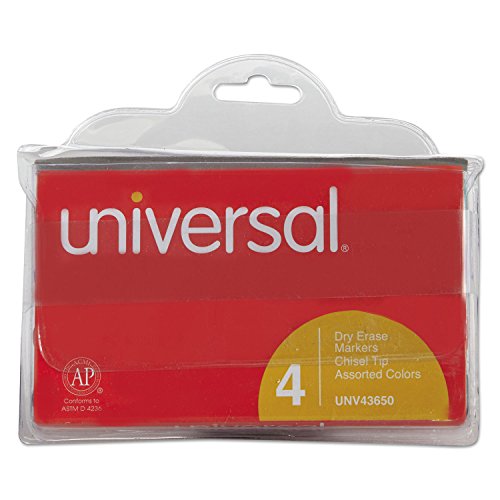 Universal Dry Erase Marker Set, Chisel Tip, Assorted Colors, Pack of 4