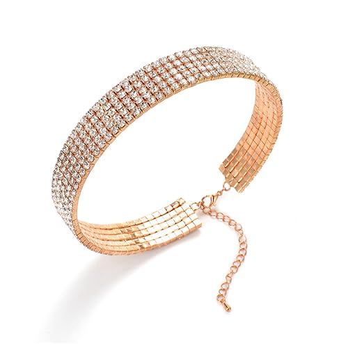 Collier Choker Diamant Cristal Rose anti-torsion avec strass robustes - 5