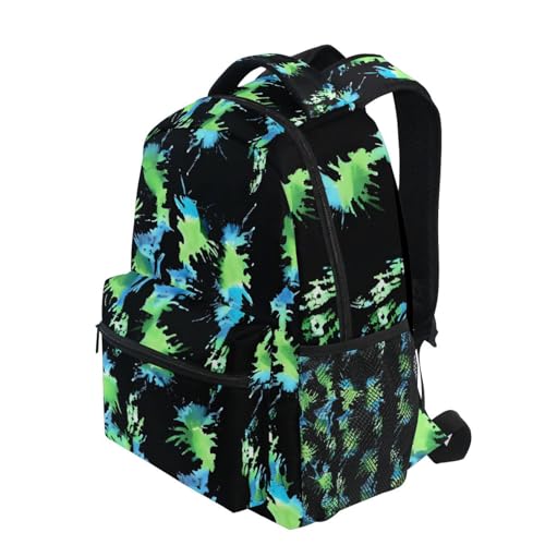 Black Green Tie Dye Backpack 3rd 4th 5th Grade School Bookbag Travel Laptop Daypack Bag Purse for Boys Girls Teens4