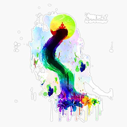 Yoga Zen Master Watercolor Sukhasana Pose Meditating Silhouette Colorful Art
