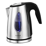 VonShef 1500W 1.7L Brushed Stainless Steel Cordless Jug Kettle