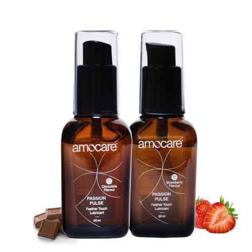 Image of Amocare Long Lasting Lubricant Gels for Men & Women (Pack of 2) | Dermatologically Tested and pH balanced | Water-based, non-sticky, and no Nasties | Chocolate & Strawberry Flavours | 50 ml each