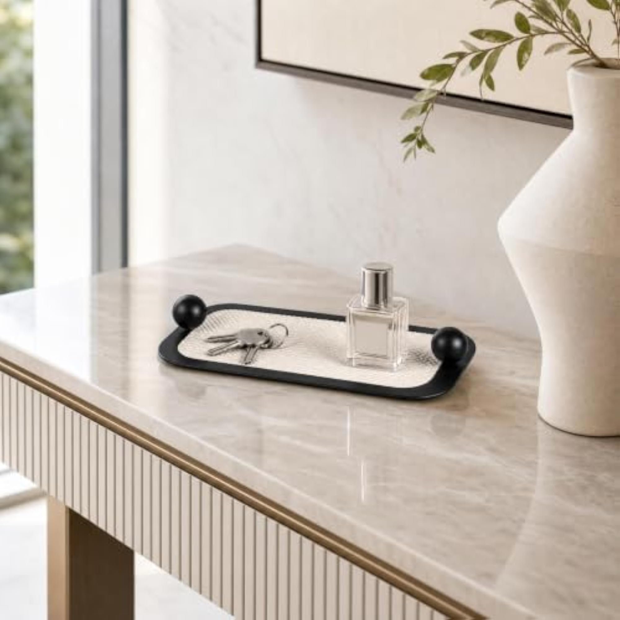 Rectangular Decorative Tray Leather-Like Decorative Tray