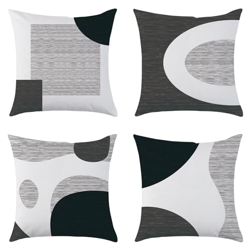 Mimkus Black White Gray olive and forest green Abstract Throw Pillow Covers Set of 4 18x18 Inch - Modern Boho Minimalism Geometric Velvet Cushion Covers for Couch, Bed, Bedroom. by Mimkus - Used condition - US$14.04