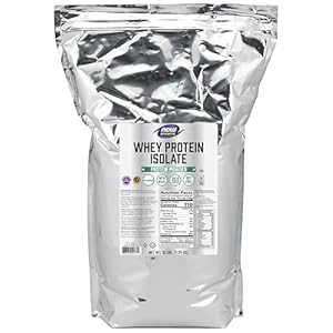 NOW Foods Sports Nutrition, Whey Protein Isolate, 25 g With BCAAs, Unflavored Powder, 10-Pound