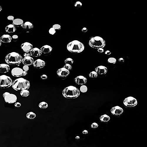 LolliBeads Resin Crystal Round Nail Art Mixed Flat Backs Acrylic Rhinestones Gems,Mix Size 1.5-5 mm, Color Siam Red (1200Pcs)