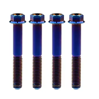 Wanyifa Titanium Hex Small Flange Head Bolt M8 15 20 25 30 35 40 45 50 55 60 65mm x1.25mm Pack of 4 (M8x55mm, Fire Blue)