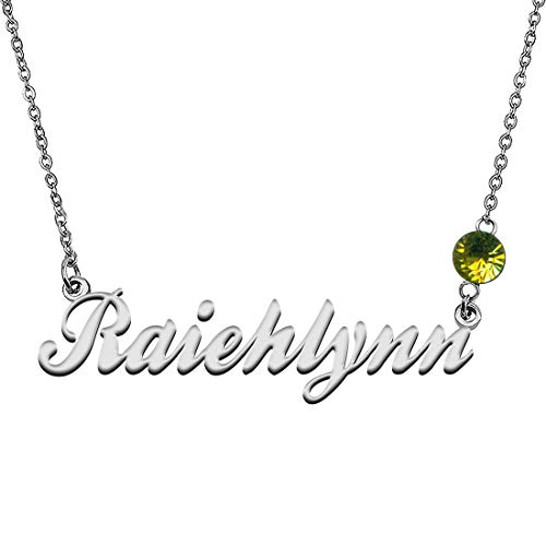 GR859C Personalized Charm Name Necklace with Birthstone for Best Friends Raiehlynn