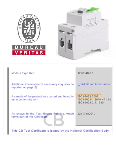 TONGOU Typ B Fi Schutzschalter 63A 30mA 1P+N 230V 10kA, Ein leistungsstarkes Gerät zum Schutz vor Stromlecks, entwickelt für Wechselrichter, EV-Ladestationen und Solarstromanlagen
