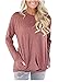 onlypuff Pocket Shirts for Women Long Sleeve Tops Casual Cute Fashion Tunic Tops Ladies Blouse Red M