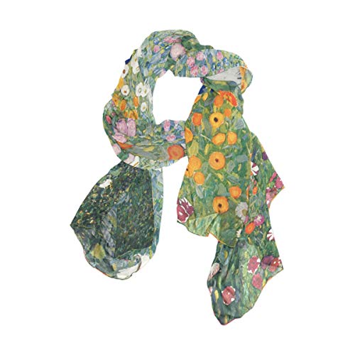 Scarfs for Women Gustav Klimt Flower Garden Lightweight Sunscreen Shawl Head Wraps