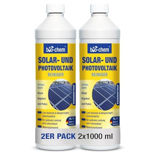 bio-chem Solar- und PV Photovoltaik-Reiniger – 2x 1000 ml Konzentrat - bis zu 1:20 verdünnbar - Tiefenwirksam und materialschonend - Made in DE