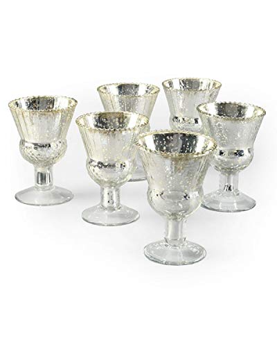 Serene Spaces Living 4.5” Mercury Glass Coupe Vases – Handmade,