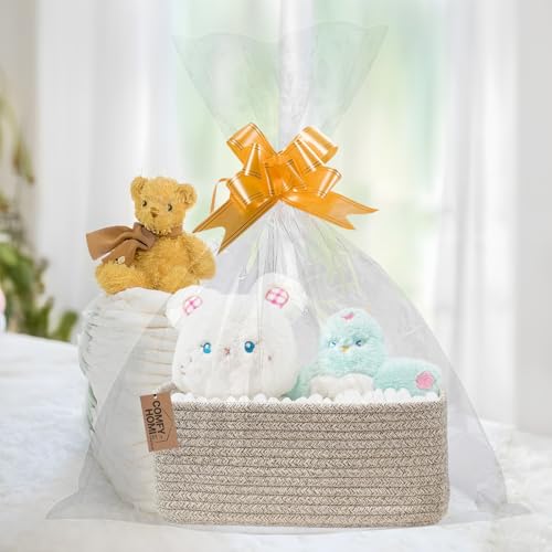 Image of COMFY HOMI 11.5 inchx7.5 inchx4.7 inch Storage Baskets for Organizing | Cotton Rope Woven Basket | Toy Storage Bin Box | Basket for Shelves, Closet Organizer Bin, Decorative Closet Shelf, 3 Pack,